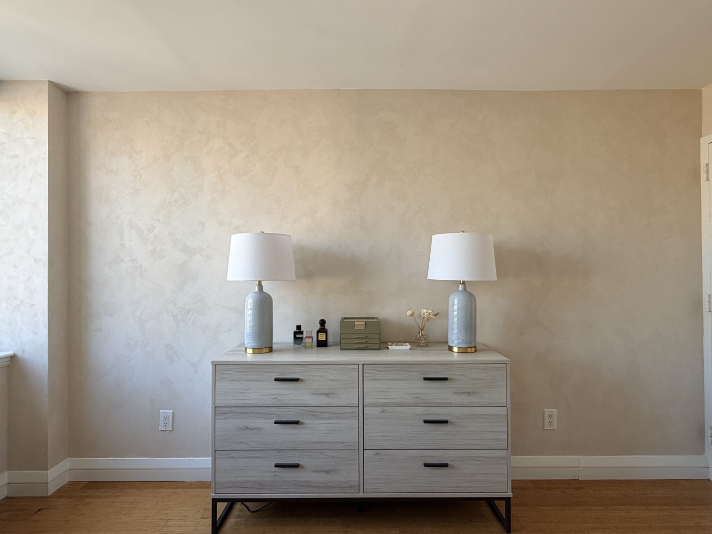 Hand-applied limewash detail